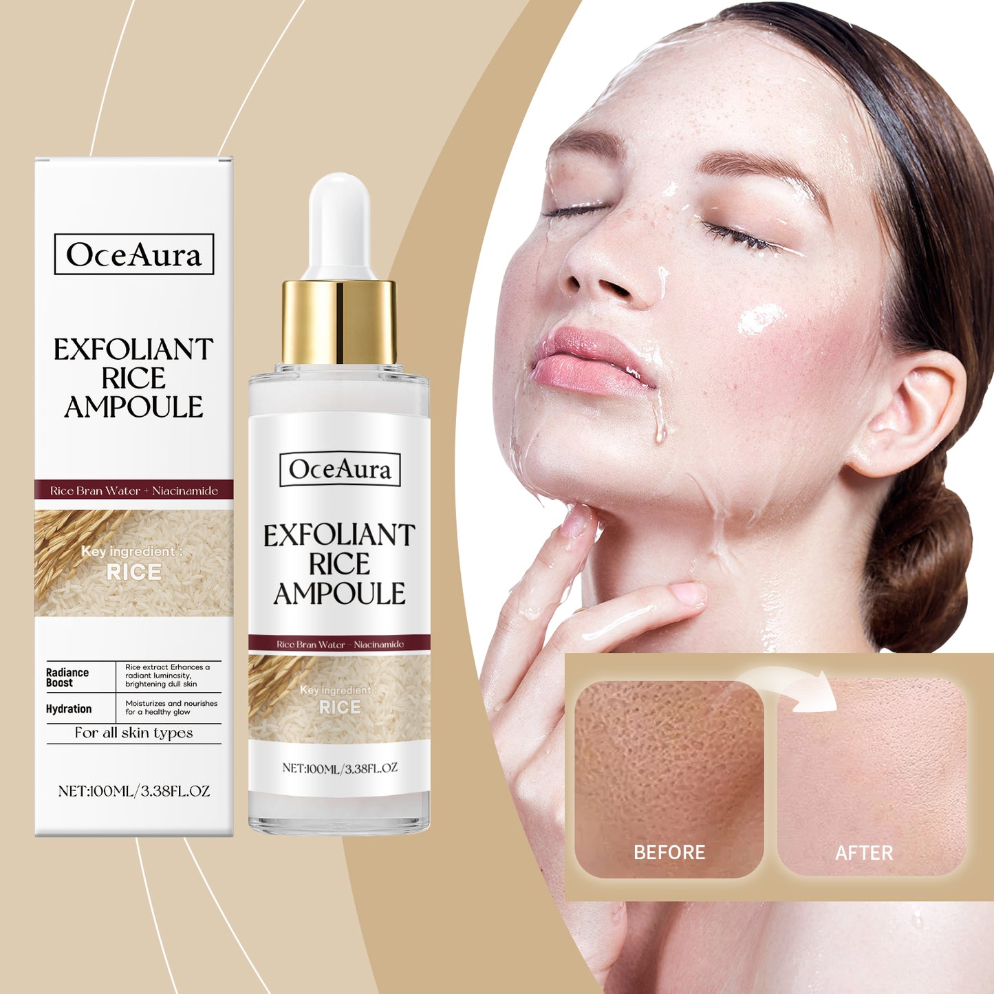 OceAura Rice Liquid Series Skin Cleansing Exfoliating Dead Skin Facial Care Essence