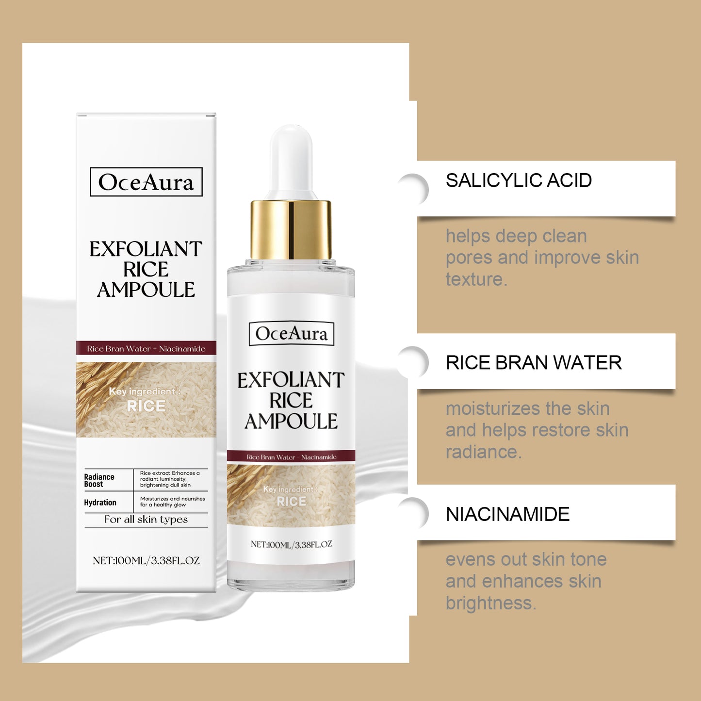 OceAura Rice Liquid Series Skin Cleansing Exfoliating Dead Skin Facial Care Essence